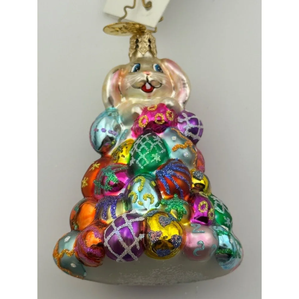 Christopher Radko High Roller Ornament Easter Bunny Rabbit Eggs‎ Little Gem